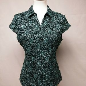 Style & Co., L, teal/blk, stretch, lined top.